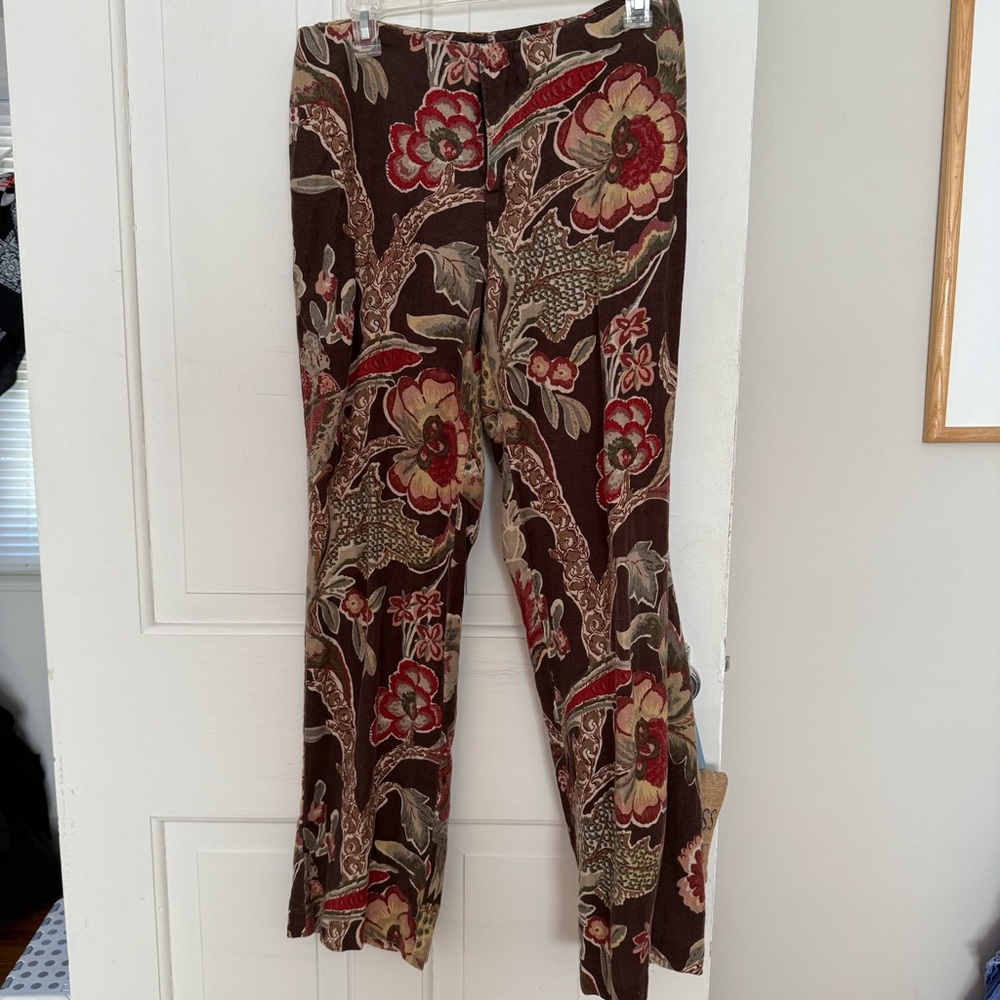 LAUREN Ralph Lauren floral print linen pants S:6 - Picture 2 of 3
